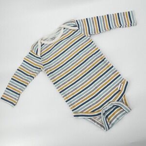 Gerber‎ Baby Long Sleeve Bodysuit Onesie Striped Blue Yellow Gray 3-6 Months